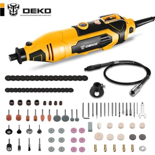 DEKO DKRT02 220V Electric Drill Variable Speed Mini Grinder Rotary Tool Kit Cutting Polishing Drilling with dremel Accessories