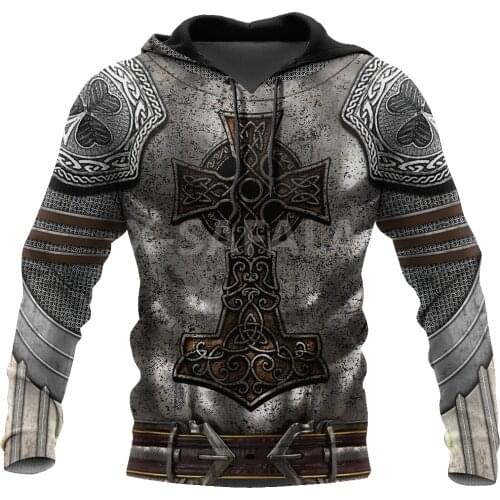 IRISH ARMOR WARRIOR KNIGHT 3D Print Spring Hoodie Man Women Harajuku Outwear 5 Zipper Pullover Sweatshirt Casual Unisex style-3
