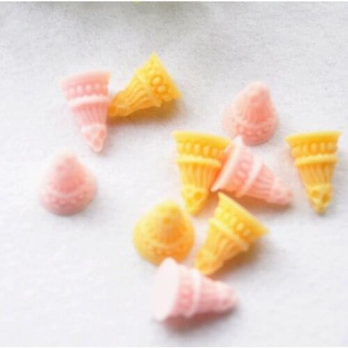 Resin Crafts For Diy Decoration 30pcs Mixed 10*13mm Very Small Size Super Kawaii Flat Back Resin Icecream Cone