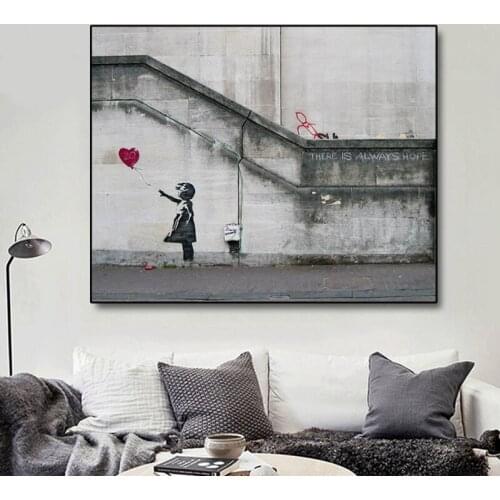 Banksy Painting "Girls and Balloons" Canvas Painting Fashion Home Decor Poster Print Wall Art Picture For Living Room Decoration