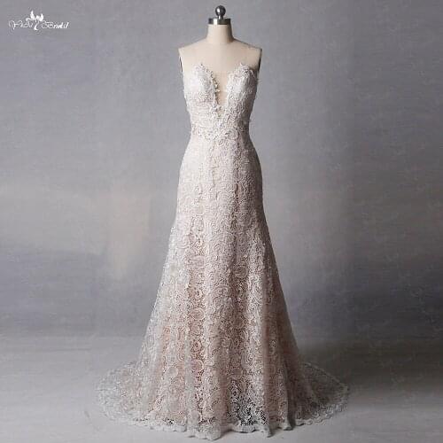 RSW1371 Yiaibridal Real Job Photos Deep Neckline Lace Wedding Dress
