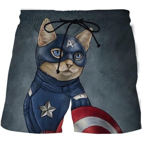 Summer Fashion Animal Cat mens Beach Pants 3D Printed Cat Elements Male And Female Lovers Sports Hip Hop Funny Street Casual Be