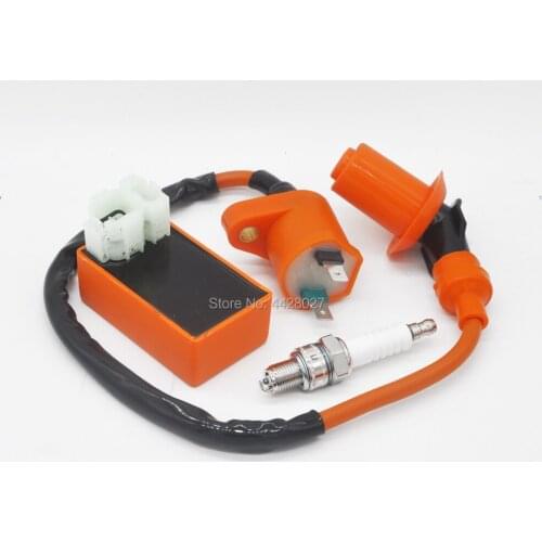 Motorcycle ATV CDI Ignition 6 PIN Box & Coil Spark Plug For GY6 50-150cc 152QMI