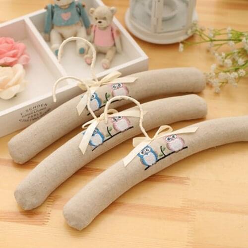 31cm 3 pcs/lot Anti-skid Childrens Cloth Hangers Padded Cartoon Baby Hangers with Cute Owl Clothing Hanging for Kids