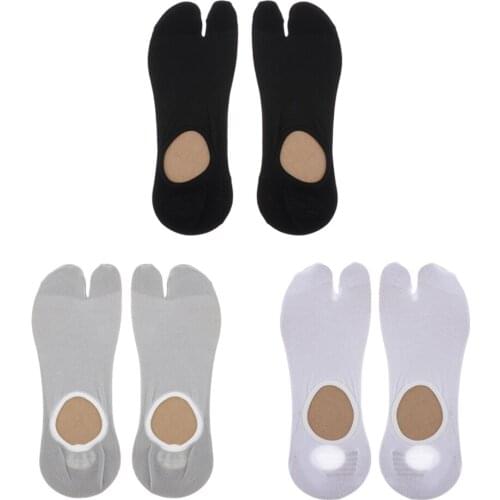 3 Pair Male Stretchy Cotton 2 Toe Socks Japanese Geta Tabi Socks Free Size