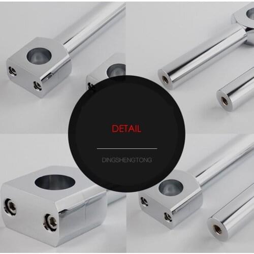 New Chrome Motorcycle Billet Handlebar 1" Bar Risers Bars Mount Clamp For Honda Suzuki Yamaha Kawasaki KTM Harley Davidson