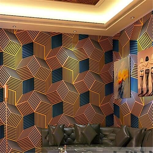 Beibehang Papel de parede KTV wallpaper bar decoration box theme geometric square grid coffee restaurant background wall paper