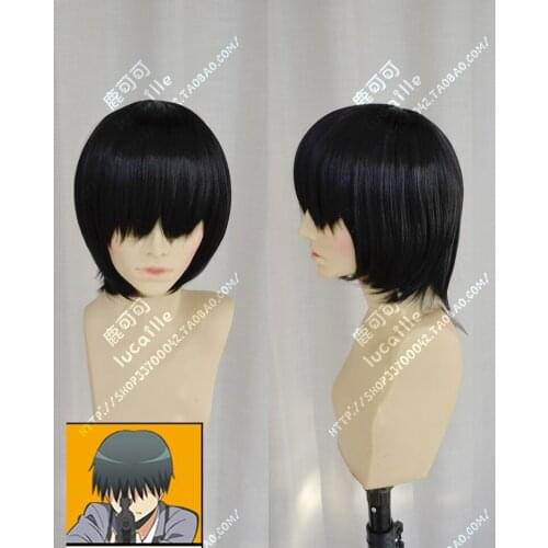 Anime Assassination Classroom Chiba Ryunosuke Cosplay Wig Short Black Heat Resistant Synthetic Hair Wigs + Wig Cap