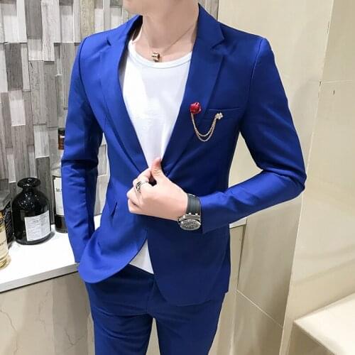 Jacket+Pants) 2021 Prom Wedding Men Suit Set Formal Slim Fit Costume Homme Mens Suit 2Pcs Bridegroom Tuxedo Mens Suits S-3XL
