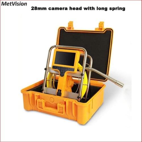 Portable Handheld Industrial Video Endoscope Borescope Videoscope 7inch Monitor Long Spring 28mm Camera Head DVR Self leveling