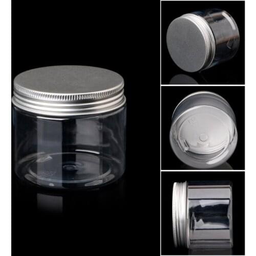 150ml Clear Round PET Jar With Aluminium Screw Lid Food Storage Container Sealed