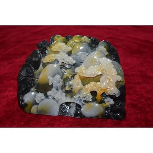 Rare Chinese Natural ShouShan Stone Hand Carved Decoration Landscape,Mountain gods,#12,Free shipping