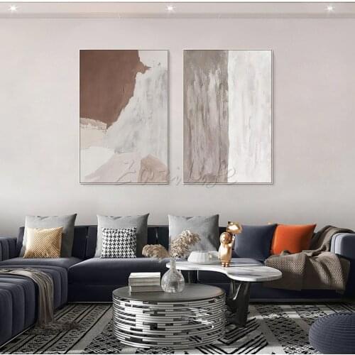 Hand Painted Set of 2 Modern Abstract Canvas Large oil Painting Acrylic texture 2pieces Wall Art Pictures Living room Home Decor