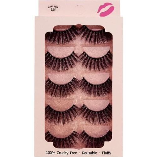 Handmade Reusable 3D Mink False Eyelashes 5 Pairs Set Soft Vivid Curly Thick Natural Fake Lashes Makeup For Eyes 20 Sets/Lot DHL