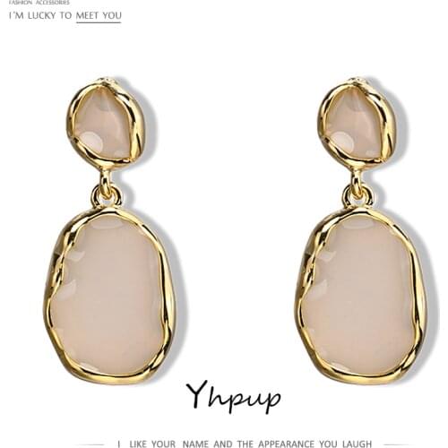 Yhpup 16 K Golden Dangle Earrings 2021 Geometric Enamel Statement Charm Party Jewelry boucle d'oreille femme Aros Mujer Oreja