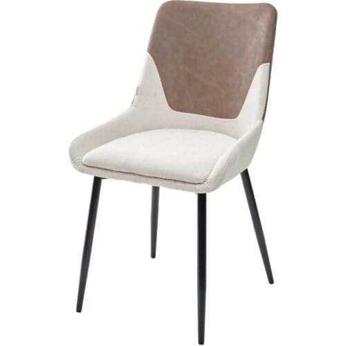 1pc chair beige fabric Upholstered black metal leg Modern style Max load 120kg