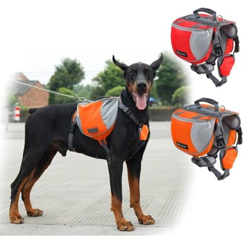 Reflective Pet Outdoor Backpack Reflective Large Dog Pitbulls Adjustable Saddle Bag Harness Carrier For Traveling Hiking Camping