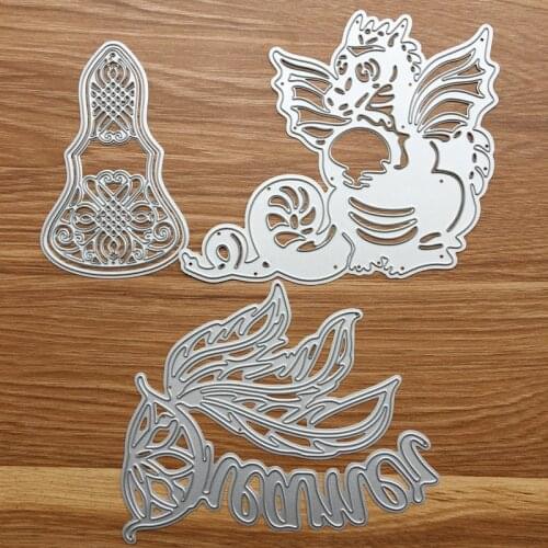 3-Set Cutting Dies Baby Dragon Fans Dreamer Scrapbook Cardmaking Paper craft DIY Stencil