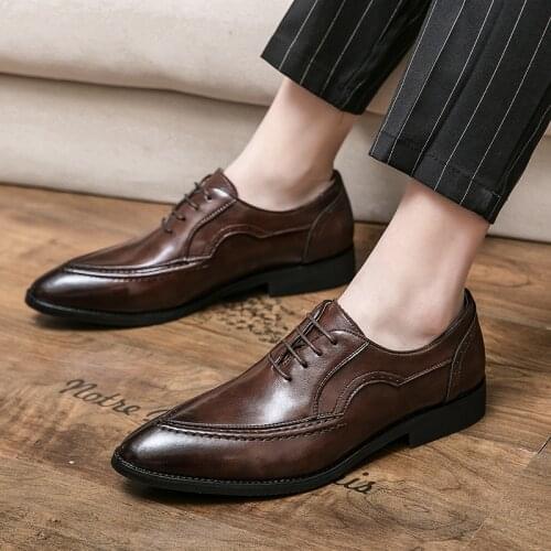 Korean new fashion business dress mens shoes Classic Leather Mens suit shoes fashion lace up dress mens Oxford Shoes EUR37-45