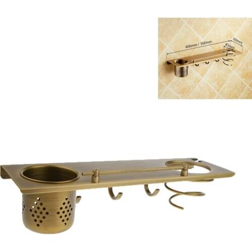 Hair Dryer Rack, Wall Mount Bathroom Shelf Comb Straightener Organizer Holder Cup Set