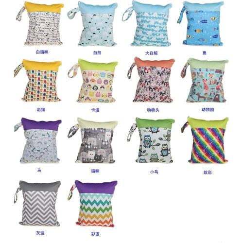 Tsoocosy Waterproof Double Zipper Diaper Bags Baby Diaper Storage Bags Washable Cloth Diaper Wet and Dry Bag Mum Bag