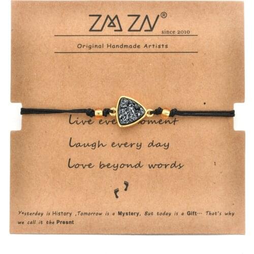 ZMZY Boho Style Crystal Stone Bracelet Natural Druzy Bracelet Adjustable Rope Chain Bracelets For Women Wedding Jewelry