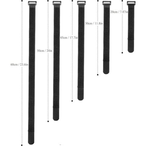 10pcs Nylon Hook and Loop Strap Cable Ties 20/30/45/50/60cm Length 2cm Width Self-adhesive Reusable Cord Tidy PC TV Organizer