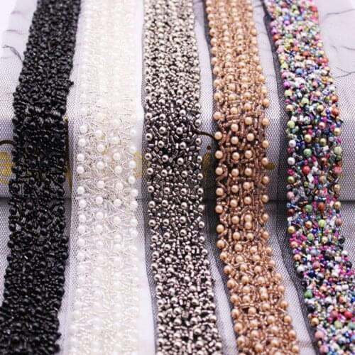 10 yards Artificial Pearl Beaded Lace Trim High Quality Costume Wedding Dress Belt Jewelry Design Handmade DIY Sewing Supplies