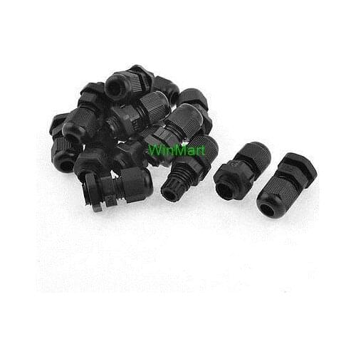 15 Pcs Plastic Waterproof Connector 4-7mm Dia Cable Gland PG7 Black