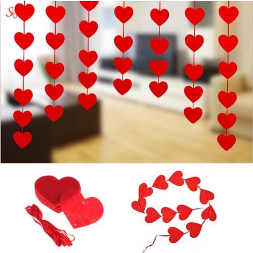 16 Hearts Romantic Wedding Decoration Marriage Room Layout DIY Non-woven Garland Creative Love Heart Curtain Wedding Supplies 6Z