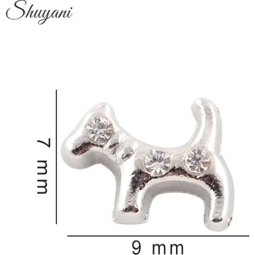 20Pcs Crystal Dog Floating Locket Charms For Glass Floating Locket Charms 7*9mm