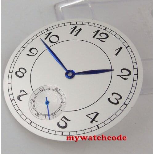 38.9mm white dial dial blue hands fit ETA 6498 ST3620 mens watch (Dial+hands)
