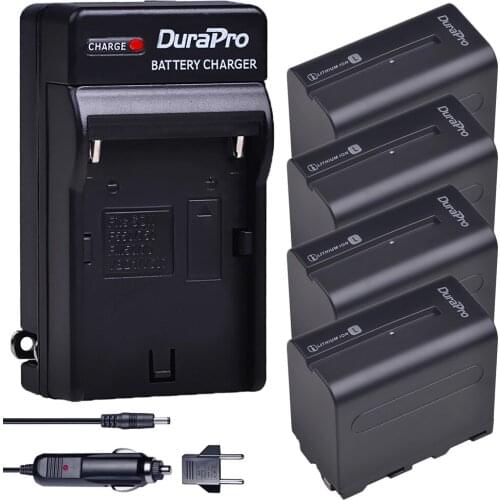 4PC 7200mAh NP-F960 NP-F970 Li-ion Battery + Wall/ Car Charger for SONY NP F960 F970 F950 F330 F550 F570 F750 F770 CCD-RV10 190P