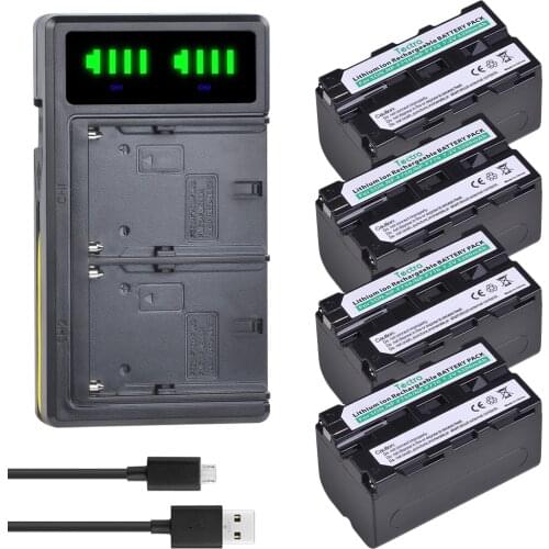 4PCS 5200mAh NP-F770 NP-F750 Batteries+LCD USB Charger for Sony NPF550 NPF960 NPF970 NPF750 NPF770 NPF570 QM91D TRU47E Battery