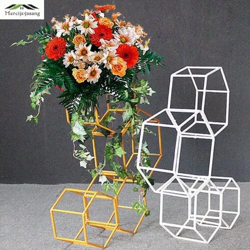 4Pcs/Lot Flower Vases Floor Metal Vase Plant Dried Floral Holder Flower Pot Road Lead for Home/Wedding Corridor Decoration G148