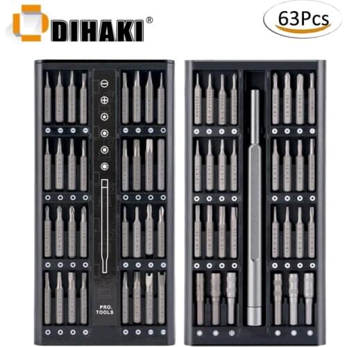 63pcs/Pack Screwdriver Bit Set Chrome Vanadium Steel Magnetic Screwdriver Bit With Handle For Repairing Computer Hand Tool Sets