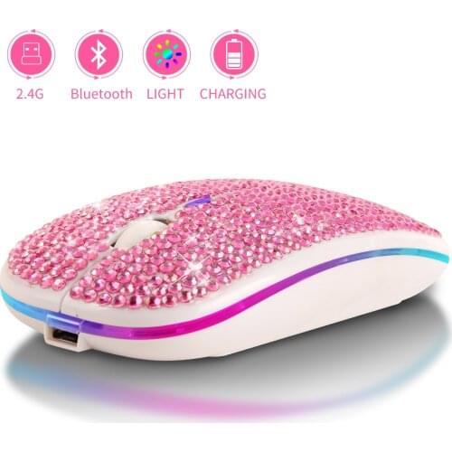 Bluetooth Rechargeable Mouse Wireless Silent Dual Mode Diamond Optical Mice 2.4G 5.0 Mute Silent Ergonomic Notebook Mouse