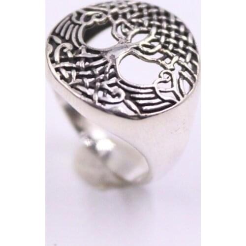 Pure 925 Sterling Silver Ring Width 17mm Round Hollow Pattern Tree For Woman US Size 5-10 New