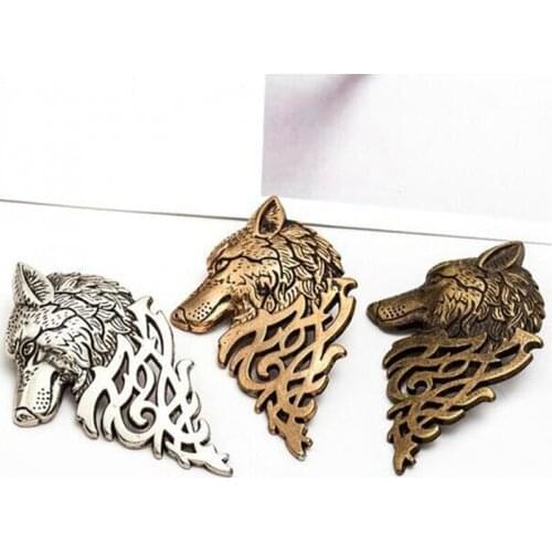 Hot Charming Vintage Men Punk Wolf Badge Brooch Lapel Pin Shirt Suit Collar Jewelry Accessories Wholesale Gift For Men Woman