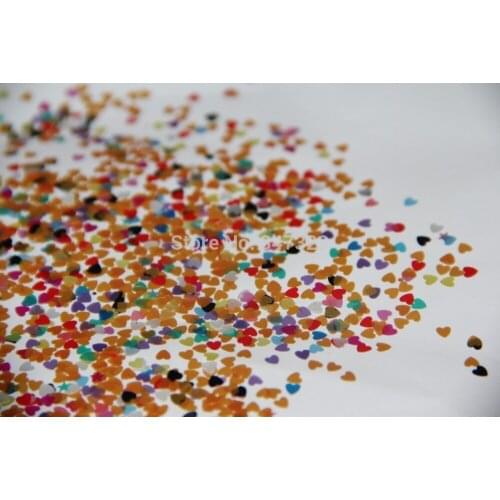 HG3-48 Mixed HEART Shape Pearlescent Color Ultra Thin Solvent Resistant Glitter for nail and DIY decoration -Size : 3MM 1