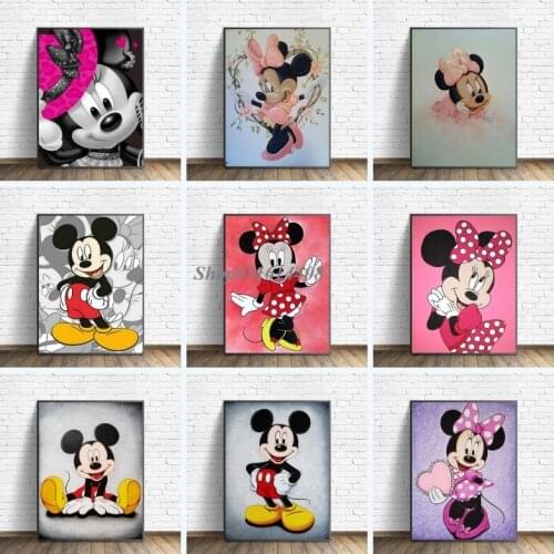 Canvas Painting Disney Cartoon Anime Mickey Minnie Mouse Posters and Prints Wall Art Picture for Children Living Room Home Decor