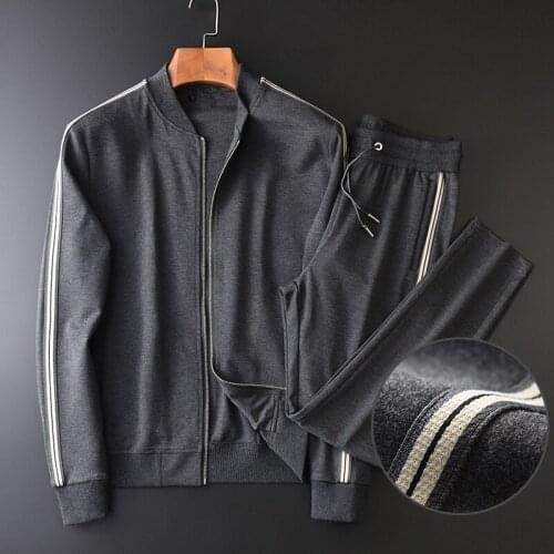 21C Spring Mens Tracksuit Luxury Stand Collar Zipper Sport Mens Sweatshirt Fashion Slim Fit Ribbon Man Sets With Pants 4XL