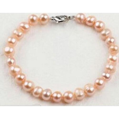 Beautiful Lobster clasp 8-9mm Pink Natural Fresh water Pearl Bracelet 8 inches