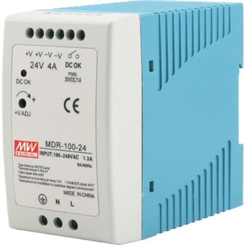 Meanwell MDR-100 Single Phase AC/DC PSU 100W 12V/7.5A 24V/4A 48V/2A DIN Rail Mounted Industrial Power Supply free shipping