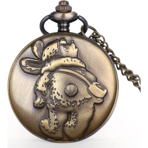 Cute Rabbit Zodiac Pocket Watch Retro Flip Necklace Quartz Best Parents Gift Pocket Watchs CF1201