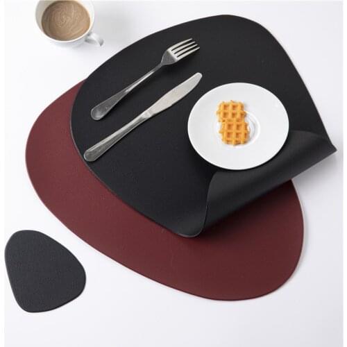 4 Sets Luxury Placemat for Dining Table Coasters Tableware Heat Insulation Non-Slip Table Cup Mats Set Kitchen Washable Black