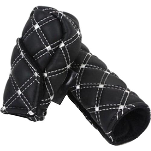 Car Faux Leather Gear Shift Knob Cover Hand Brake Cover Sleeve 2 in 1 Set Handbrake