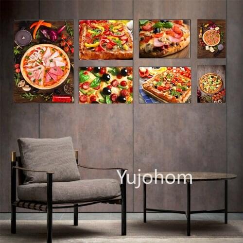 Wall Art Delicious Pizza Tomato Pepper Fresh Paste Garlic Food Picture Posters Print Kitchen Wall Decor Painting Print On Canvas