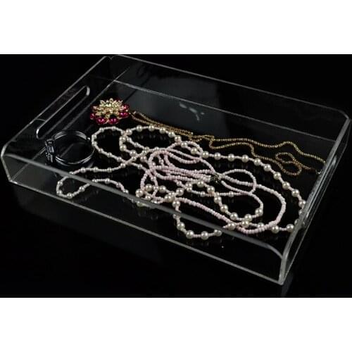 Clear Acrylic Jewelry Display Trays Necklace Organizer Box Transparent Cosmetic Storage Box Case
