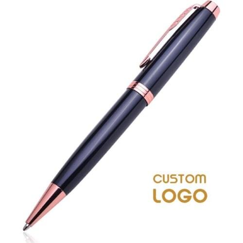 Customized Logo Pens 1.0mm Black Ink Metal Ballpoint Pen Personalized Gift Pen Engrave Logo Company Name School Office Supplies